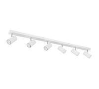Plafonnier spot plafonnier 6 flammes spot blanc, spots mobiles, lampe de salon métal, 6x douilles GU10, LxPxH 115x6x12cm