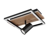 Plafonnier, spot, plafonnier, rétro-éclairage, éclairage de salon, lampe en bois réglable, 1x LED, 1x GU10, LxlxH 32x27x15 cm