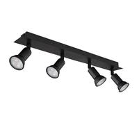 Plafonnier, spot, projecteur, noir, spots de plafond, 4 flammes, lampe de salle à manger avec spots orientables, métal, 4x douille GU10, LxlxH 50x6x9 cm