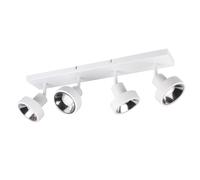 Plafonnier Spot Spot Spot Lampe de salon, spots à 4 flammes mobiles, métal blanc mat, 4x douilles GU10, HxLxP 19x60x16cm