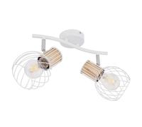Plafonnier spot vintage plafonnier 2 lampes spot métal blanc avec spots orientables, maille métallique rétro, 2x douilles E27, LxlxH 29,6x23x18,5 cm