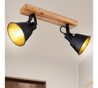 Plafonnier Spot Vintage Réglable Salon Chambre Lampe Bois Noir
