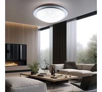 Plafonnier salle de bain plafonnier ciel étoilé lampe lumière du jour plafond, CCT IP44, 1x LED 12W 900Lm blanc chaud / blanc froid, DxH 38x10 cm