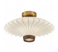 Plafonnier Style Art Déco Rétro Moderne, Finition Bois Noyer Noir, Abat-Jour Côtelé Imitation Soie, Forme Soucoupe, Encastré, Semi-Encastré, Pour Salon, Chambre (60 Cm)/19,69" (50 Cm)