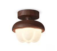 Plafonnier Style Bois Vintage Français, Lampe À Structure En Fer À Motif Transfert D'Eau, Abat-Jour Lisse Rotomoulé Écologique, Led Encastré Pour Couloir, Balcon, Entrée, Couloir, Allée.