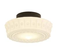 Plafonnier Style Etro, Élégant Abat-Jour En Verre Opale Côtelé À Motif En Relief, Ambiance Vintage Sophistiquée, Luminaire Semi-Encastré, Chambre Principale, Décoration D'Espace Artistique (35 Cm)/13,