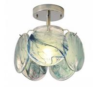 Plafonnier Style Rétro Milieu Du Siècle, Plaques de Verre Artistiques Aux Motifs Tourbillonnants Colorés, Design En Forme de Pétale,Rt En Métal, Montage Semi-Encastré, Luminaire Pour Chambre, Couloir,