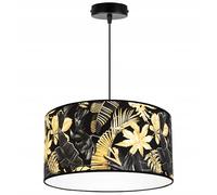 Plafonnier suspendu à fleurs dorées Light-Home - Lustre de plafond moderne pour chambre salon et cuisine style loft - 1 point de lumière E27 - Abat-jour textile en tissu - Quats d'or