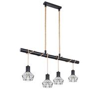 Plafonnier suspendu Cage TÉLÉCOMMANDE Lampe en corde de chanvre dimmable dans un ensemble comprenant des lampes LED RVB