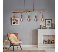 Plafonnier suspendu de style Vintage, couleur rouille, avec poutre en bois, réglable en hauteur, pour salon, Globo 15327-5N