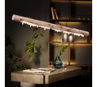 Plafonnier suspendu en bois avec décor cristal poutres en bois suspension style campagnard suspension, 1x LED 15 watts 980 lumens blanc chaud, LxPxH 100x8x150cm, salon salle à manger