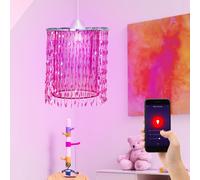 Plafonnier suspendu en cristal lampe pour enfants dimmable contrôlable par téléphone portable dans un ensemble comprenant des ampoules LED RGB