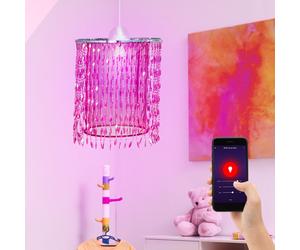 Plafonnier suspendu en cristal lampe pour enfants dimmable contrôlable par téléphone portable dans un ensemble comprenant des ampoules LED RGB