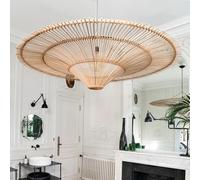 Plafonnier Suspendu en Rotin Fait à la Main, Luminaire Décoratif d'Nik, Idéal pour un Salon, un Restaurant ou une Boutique Beige Rattan