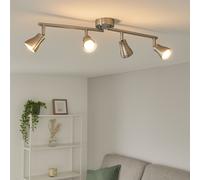 Plafonnier Bandeau Spots LED Globo 4 Lumières Réglable L 62,5 cm Nickel Mat