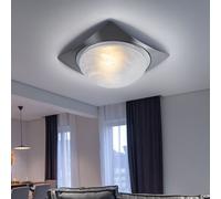 Plafonnier Suspension Couloir Verre Albâtre Chrome Luminaire de Cuisine D 26 CM