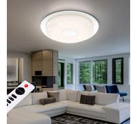 Plafonnier dimmable avec télécommande Lampe de plafond lampe de salon avec effet ciel étoilé, opale, fonction mémoire télécommande, 1x LED 24 watts 1500 lumens blanc chaudblanc froid, DxH 45x5 cm