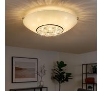 Plafonnier plafonnier cristal lumière salon lumière, cristaux verre chromé clair, 1x LED 12W 960 Lm 3100K, DxH 30x11 cm
