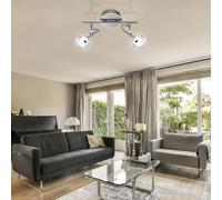 Spot de plafond LED plafonnier plafonnier spot lampe spot, 2 spots de flamme mobiles, acrylique chromé, 2x LED 5W 350Lm blanc chaud, HxLxP 20x32x13cm