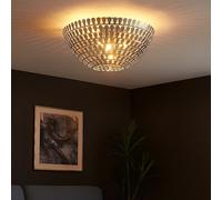 Plafonnier chromé lampe de salon plafonnier 2 lampes chambre à coucher, design feuilles, 2x E14, DxH 35 x 22,5 cm, TRIO 605500206