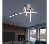 Plafonnier LED design plafonnier salon chrome, 9W 990lm blanc chaud, DxH 38x11,5 cm