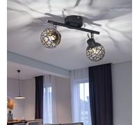 Plafonnier Plafonnier 2 lampes en aluminium design salle à manger maille aluminium gris design cristal, spots mobiles, 2x G9, LxlxH en cm: 25x8x14 cm
