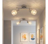 Plafonnier lampe de salon orientable spot en verre chromé plafonnier 2 ampoules, 2x E14, LxH 25 x 19 cm, lot de 2