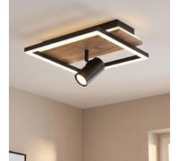 Plafonnier, spot, plafonnier, rétro-éclairage, éclairage de salon, lampe en bois réglable, 1x LED, 1x GU10, LxlxH 32x27x15 cm