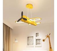 Plafonnier suspension LED Design avion jaune luminaire de chambre d’enfant moderne dimmable lustre chic pour chambre de garçons et filles Éclairage de plafond avec télécommande, Hauteur réglable D60cm