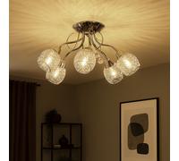 Plafonnier Suspension Luminaire de Salon Cristaux Maille de Chrome 5 à Flammes