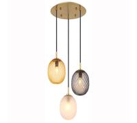 Plafonnier suspension suspension couleur or verre ambre couleur fumée D 36 cm