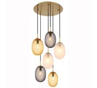 Plafonnier suspension suspension couleur or verre ambre couleur fumée D 47 cm