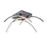 Plafonnier Télécommande Plafonnier Salon LED carré argent Plafonnier courbé, intensité lumineuse variable, 4 barres, 1x LED 16,8W 1280Lm, LxlxH 48,5x48,5x15 cm