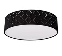 Plafonnier textile noir plafonnier noir or lampe de salon ronde, finition satinée, télécommande dimmable, 2x LED RGB 8,5W 806Lm blanc chaud, DxH 38x10 cm
