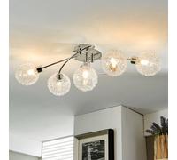 Plafonnier Ticino Lindby, dimmable, argenté, Couloir, Métal, Moderne, Plafonnier