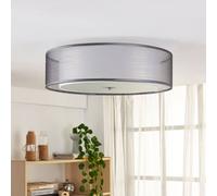 Plafonnier Tobia Lindby, dimmable, gris, Salon / Salle à manger, Textile / Tissu / Soie, Moderne, Plafonnier