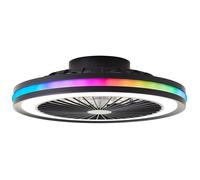 Plafonnier ventilateur - Brilliant - PALMERO - 46,6x13,7cm - 40W LED intégrée - noir - plastique