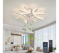 Plafonnier Ventilateur de Plafond avec Télécommande Led Dimmable, Moderne Ventilateur Plafond avec Lumiere 6 Vitesses Reversible, Silencieux Luminaire Ventilateur Plafond Salon Chambre Cuisin-White