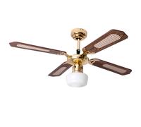 Plafonnier ventilateur de plafond avec ventilateur salle à manger ventilateur refroidisseur avec abat-jour en verre, flux retour, métal MDF, 1x E27, D 105 cm