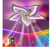 Plafonnier Ventilateur De Plafond RGB Couleur Variable, Lampe Ventilateur Led Dimmable, Ventilo Plafond Avec Rgb Blanc