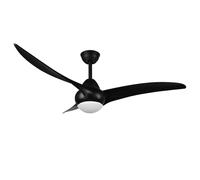 Plafonnier Ventilateur de plafond Ventilateur d'ambiance Refroidisseur Lampe de salon, noir, App-contrôle dimmable Télécommande 3 niveaux CCT Timer, 1x LED 1600Lm blanc chaud-froid, D 115 cm