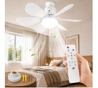 Plafonnier Ventilateur LED E27 avec Télécommande 40W Luminaire Dimmable 3CCT Blanc