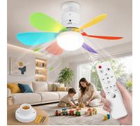 Plafonnier Ventilateur LED E27 avec Télécommande 40W Luminaire Dimmable 3CCT Multicolore