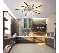 Plafonnier Ventilateur Moderne 78 cm avec Éclairage LED Intelligent Silencieux 3 Températures de Lumière et 6 Vitesses Noir