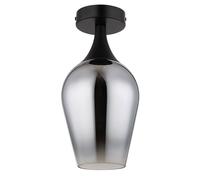 Plafonnier verre Lampe de plafond salle à manger rétro noir chrome, métal, 1x douille E27, DxH 15x30 cm