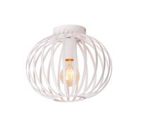 Plafonnier vintage blanc cage métallique elliptique E27 60W MANUELA Lucide