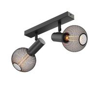 Plafonnier vintage FARE Retro noir orientable 2 flammes incl. LEDs E27