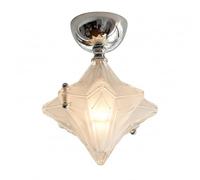 Plafonnier Vintage Français En Forme D'Étoile, Applique Semi-Encastrée En Verre, Lampe de Plafond Chromée Style Milieu Du Siècle, Idéale Pour Une Entrée, Un Couloir, Un Balcon, Une Véranda Ou Une Cham