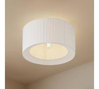 Plafonnier Virelle Lindby, dimmable, blanc, Chambre à coucher, Textile / Tissu / Soie, Plafonnier Tissu