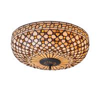 Plafonnier vitrail rond Tiffany MILLE FEUX 2xE27 45cm